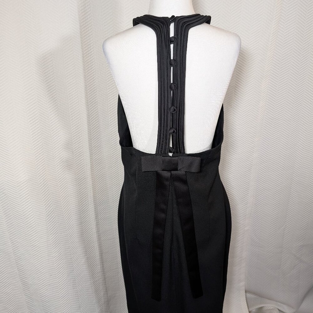 Vintage Black Evening Gown Halter Maxi Dress Wedding Formal Classic Size 11/12